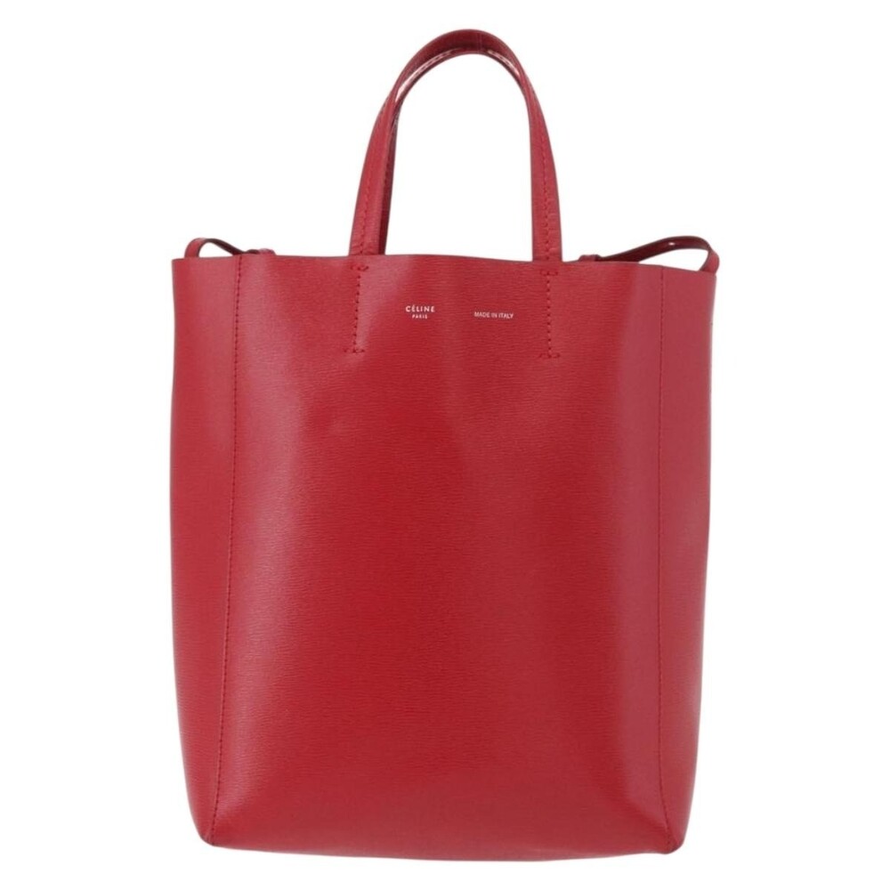 Celine Leather Vertical Cabas Tote Bag Red